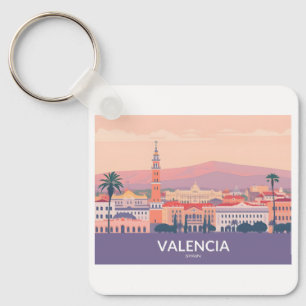 Porte-clés Valencia Espagne Vielle ville Pastel Voyage