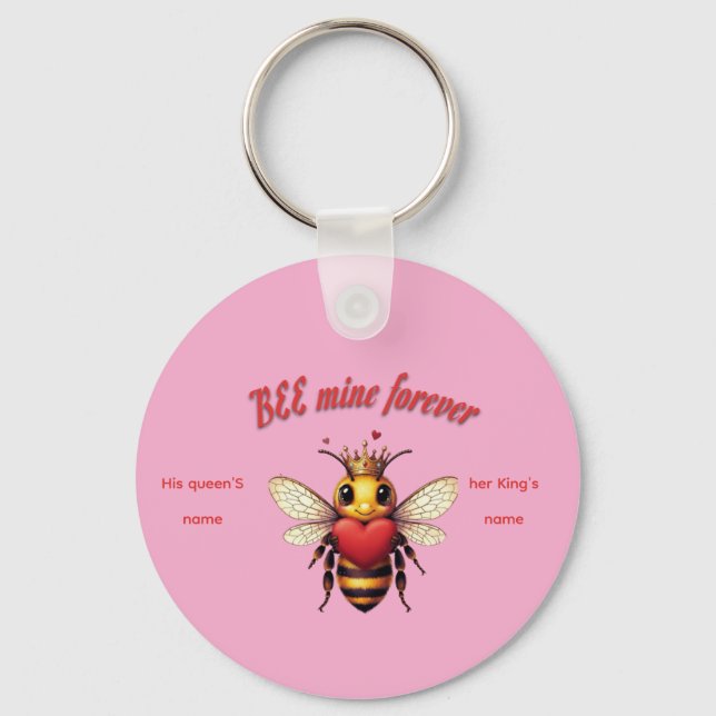 Porte-clés Valentin drôle de jeu de mots abeille  (Recto)