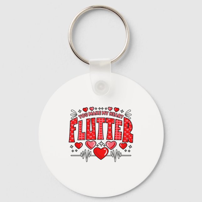 Porte-clés Valentine Cardiac Nurse You Make My Heart Flutter  (Recto)