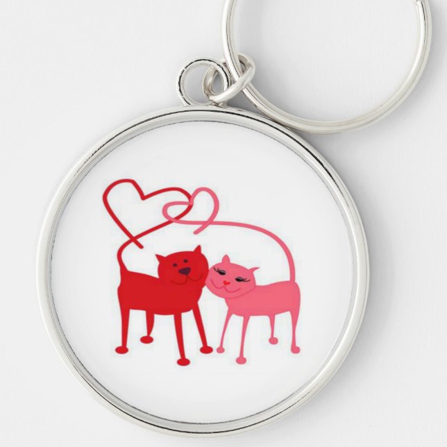 Porte-clés Valentine Chats Premium Round (Devant)