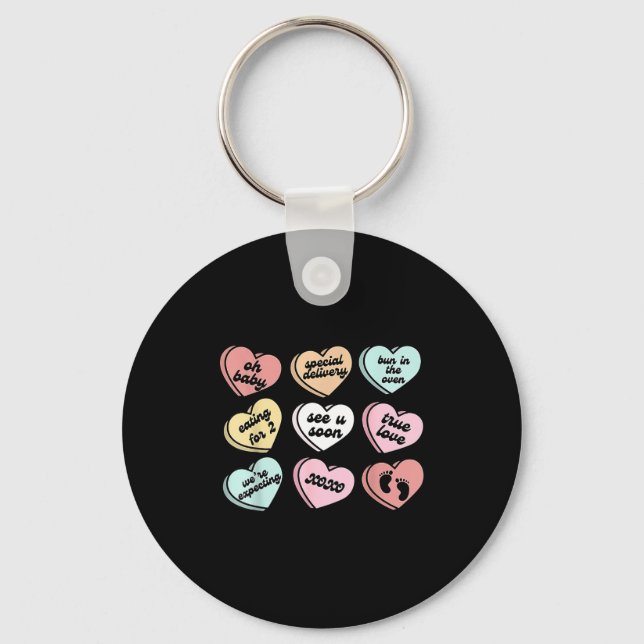 Porte-clés Valentine Hearts Candy Pregnancy Announcement Baby (Recto)