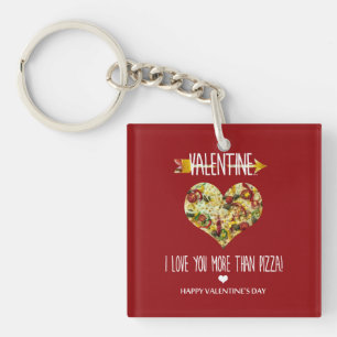Porte-clés Valentine, je t'aime plus que la pizza