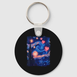 Porte-clés Valentine Van Gogh Nuit Étoilée Cœur Assorti Cou