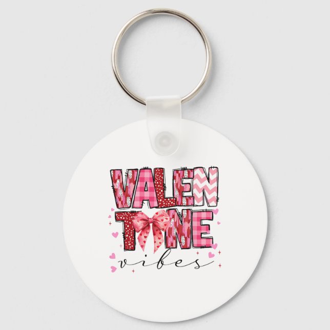 Porte-clés Valentine Vibes Valentines Day Pink Bow Girl Women (Recto)