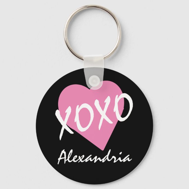 Porte-clés Valentine XOXO Coeur rose (Recto)