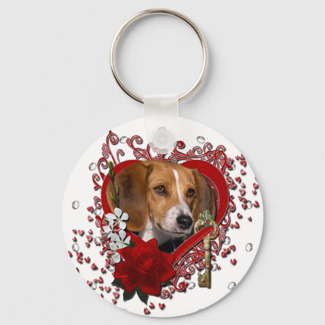 Porte-clés Valentines - Clé de mon coeur - Beagle (Recto)