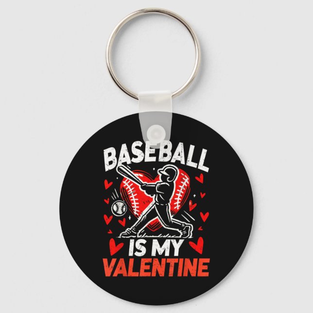 Porte-clés Valentines Day Baseball Est Mon Valentine Baseball (Recto)