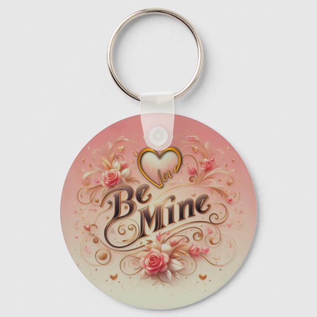 Porte-clés Valentine's Day Be Mine Design with Heart, Citatio (Recto)
