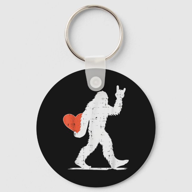 Porte-clés Valentines Day Bigfoot Rock Heart Sasquatch Femmes (Recto)