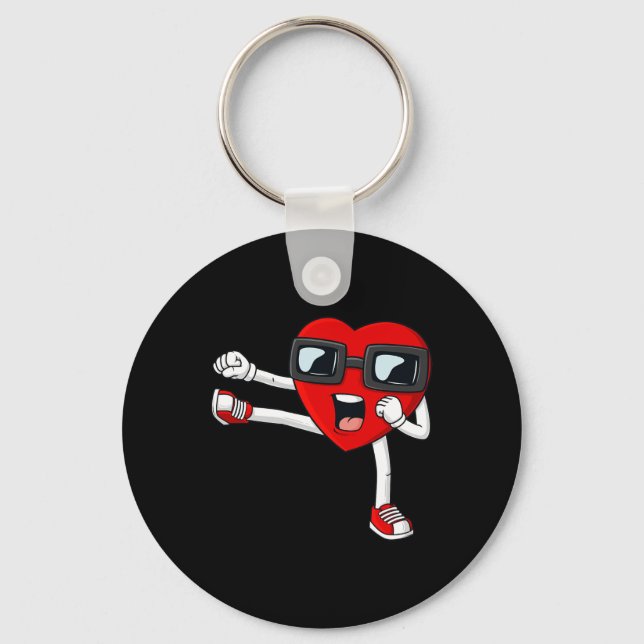 Porte-clés Valentines Day Heart Karate Kick Fun Boys Girls Ki (Recto)