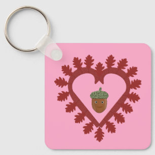 Porte-clés Valentines Day Love Heart Acorn Nom personnalisé