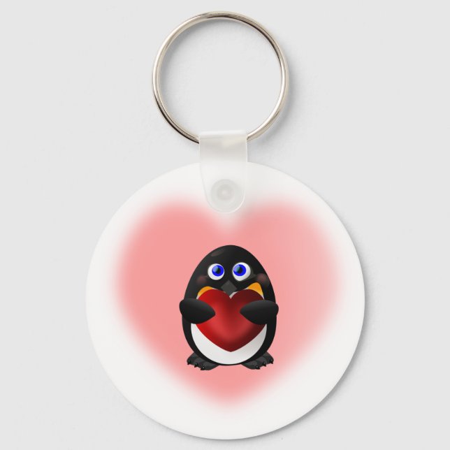 Porte-clés Valentine's Day Penguin with Heart (Recto)