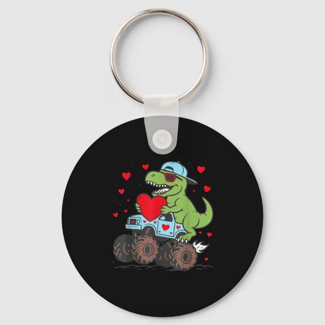 Porte-clés Valentines Day T Rex Riding Monster Truck Funny To (Recto)