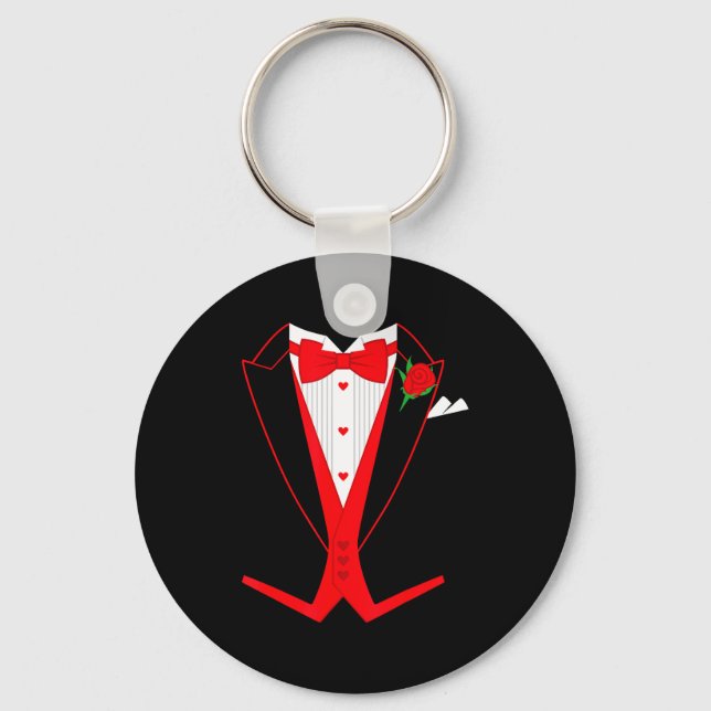 Porte-clés Valentine's Day Tuxedo Red Bow Tie Costume For Guy (Recto)
