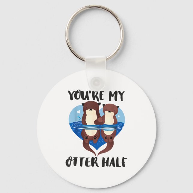 Porte-clés Valentine's Day You’re My Otter Half Love Pun Cute (Recto)