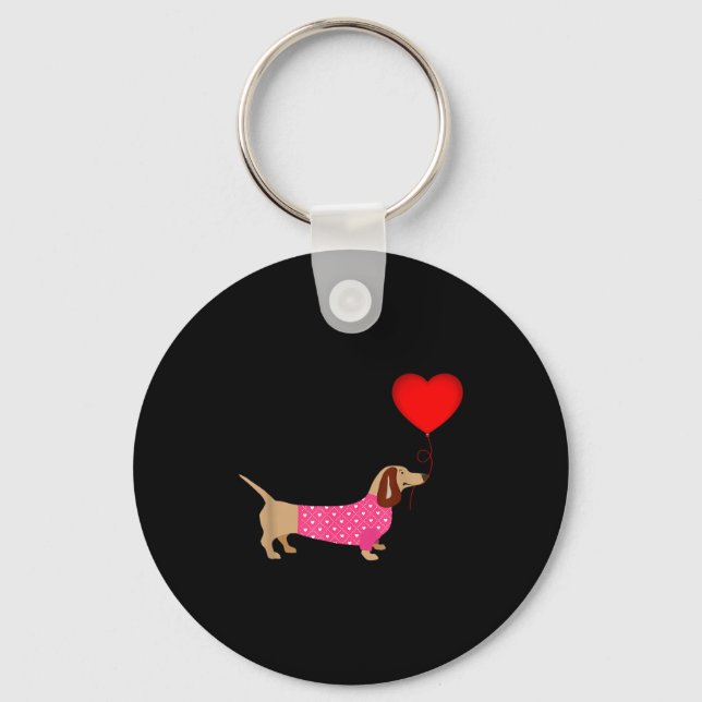 Porte-clés Valentines Weiner Daschund Doxie In Dog Dress  (Recto)