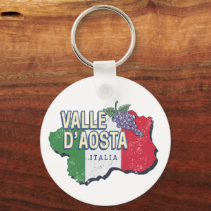 Porte-clés Vallée d'Aoste Italie Carte Carte Souvenir Vintage