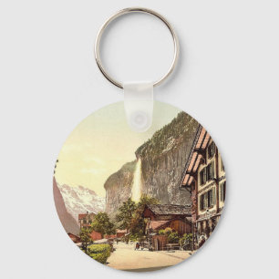 Porte-clés Vallée de Lauterbrunnen, vue de rue avec Staubbac