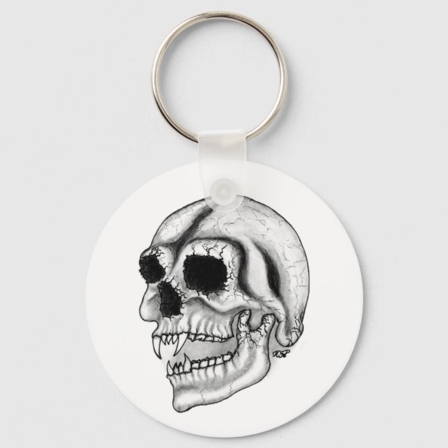 Porte-clés Vampir crâne noir et blanc (Recto)