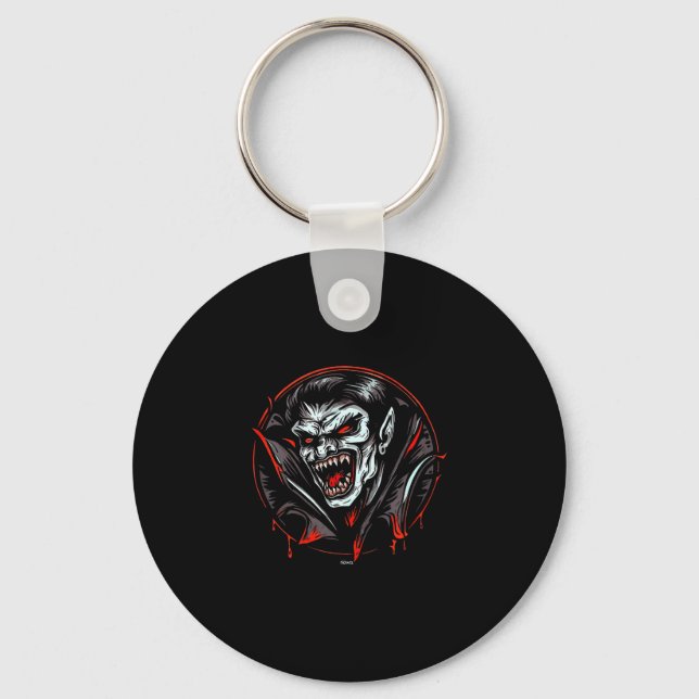 Porte-clés Vampire effrayant montrant des dents pointues prêt (Recto)