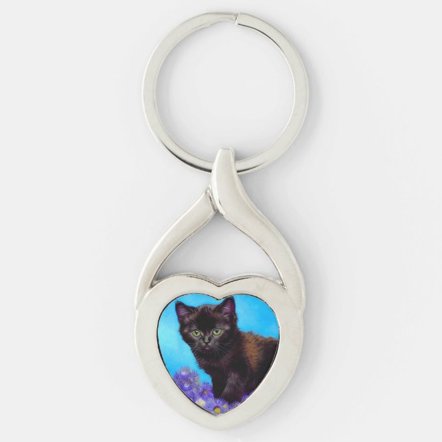 Porte-clés Van Gogh Chat et fleurs (Devant)
