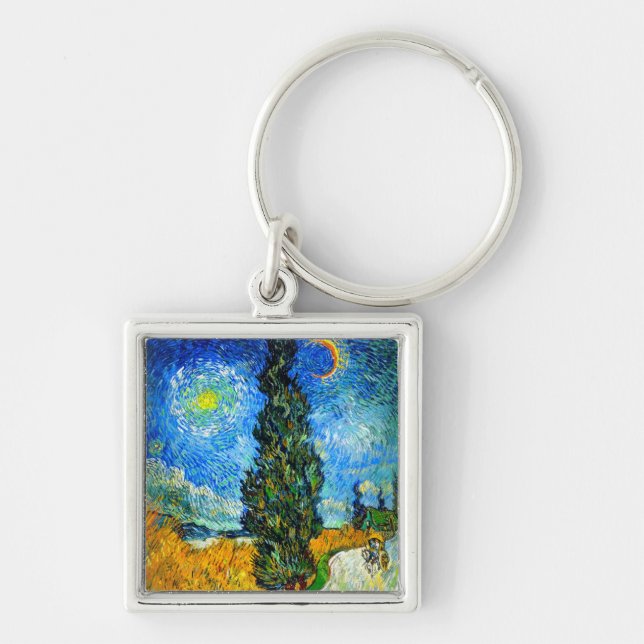 Porte-clés Van Gogh Road avec Cypress et Star (Devant)