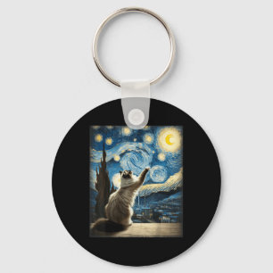 Porte-clés Van Gogh Starry Style Nuit Art Ragdoll Chat
