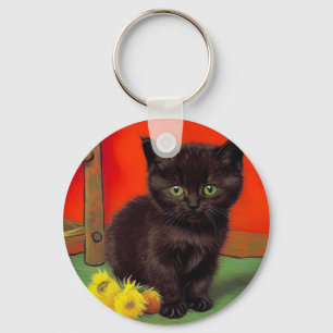 Porte-clés Van Gogh Style Chat noir