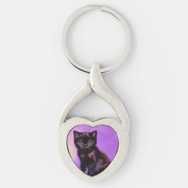Porte-clés Van Gogh Style Chat pourpre (Devant)