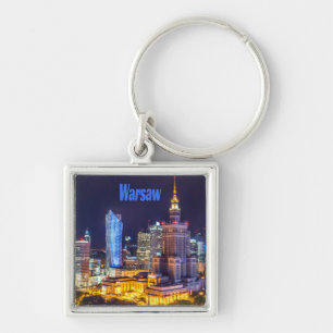 Porte-clés Varsovie Pologne Nuit Skyline Varsovie Spire
