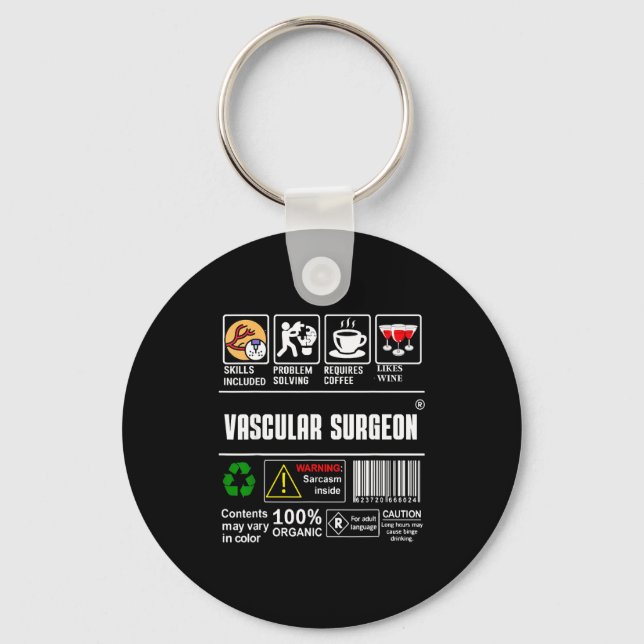 Porte-clés Vascular Surgeon Doctor Job Label Sarcasm Skills C (Recto)