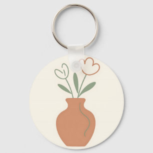Porte-clés Vase à Tulipes Minimaliste Ligne Artistique