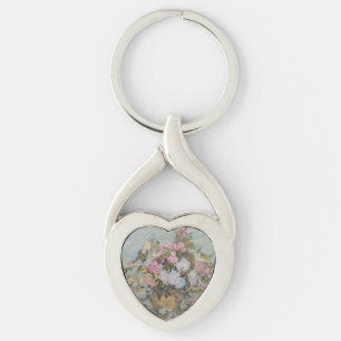 Porte-clés Vase Van Gogh vintage avec roses roses roses