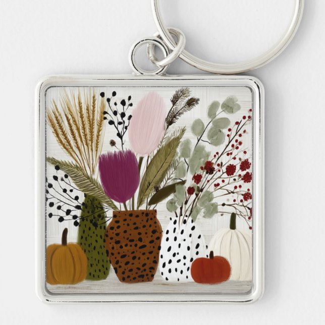 Porte-clés Vases tachetés léopard prune et olive (Devant)