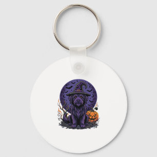 Porte-clés Vecteur d'art de chien de sorcière de citrouille d