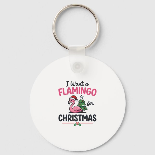 Porte-clés Vecteur de citation de Noël flamant rose (Recto)
