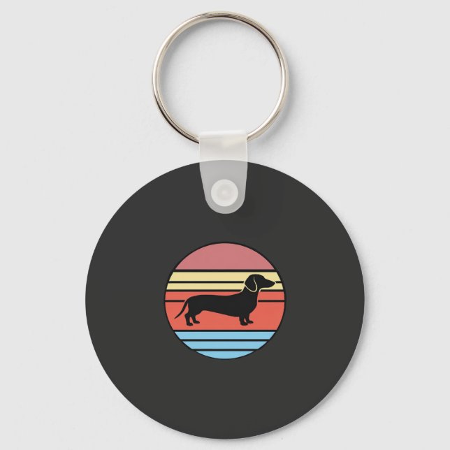 Porte-clés Vecteur de coucher de soleil rétro teckel (Recto)