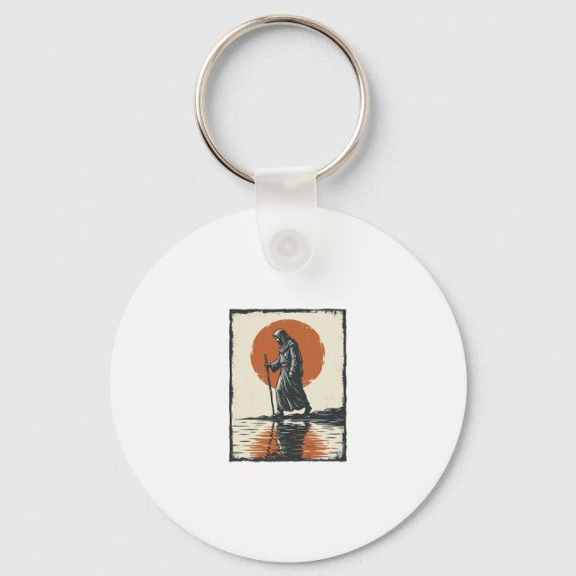 Porte-clés Vecteur de réflexion de silhouette de marche au co (Recto)