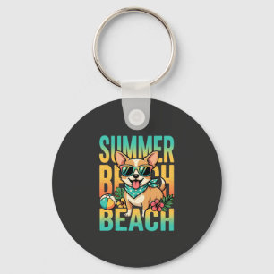 Porte-clés Vecteur de vacances de chien de plage d'été