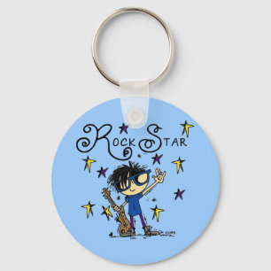 Porte-clés Vedette du rock de garçon de cheveux noirs