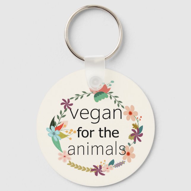 Porte-clés Vegan for the animals floral design (Recto)