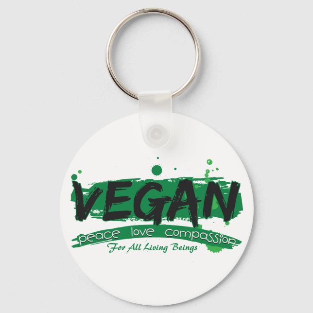 Porte-clés Vegan Peace Love Compassion (Recto)
