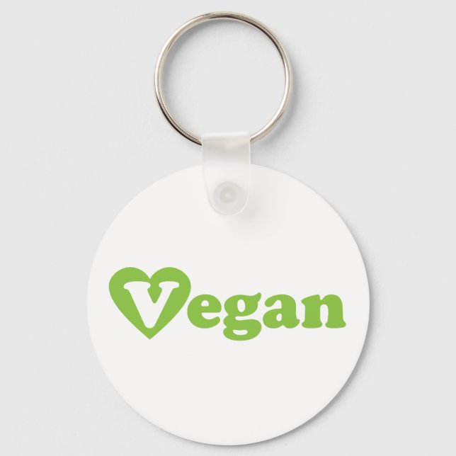Porte-clés Vegan Text Green Heart (Recto)