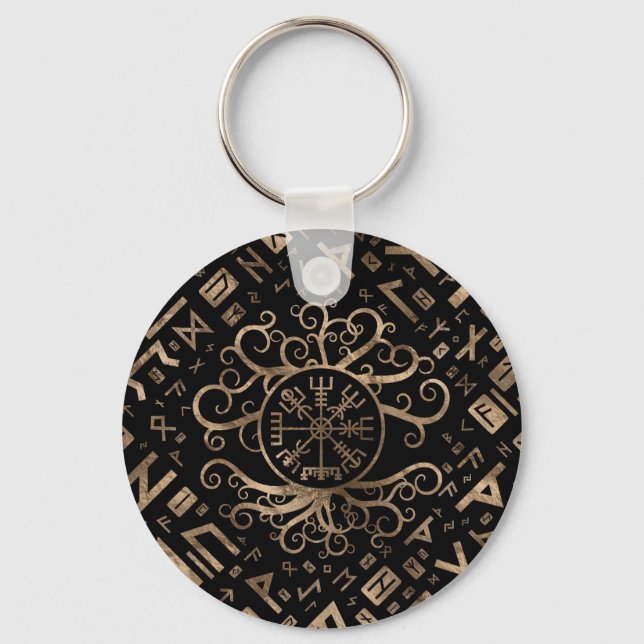 Porte-clés Vegvisir Arbre de vie Yggdrasil et Runes (Recto)