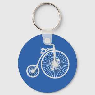 Porte-clés Vélo blanc vintage sur bleu