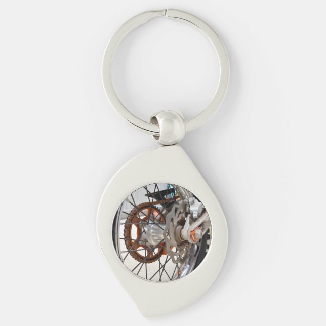 Porte-clés Vélo droit Moto Roue Cogs, Clavier métallique (Devant)