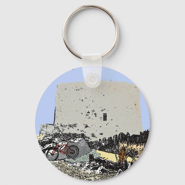 Porte-clés Vélo et tour Martello Hythe Kent   (Recto)