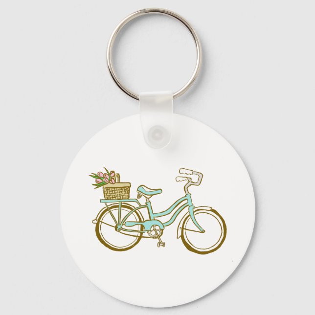 Porte-clés Vélo mignon avec tulipes (Recto)