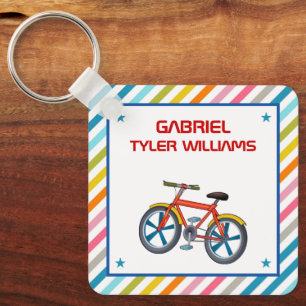 Porte-clés Vélo rouge coloré mignon nom d'enfants