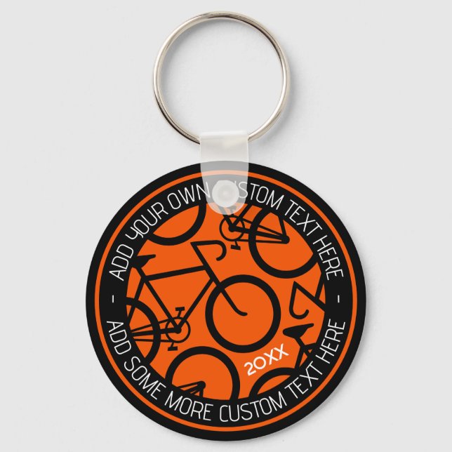 Porte-clés Vélo texte personnalisé orange et noir (Recto)